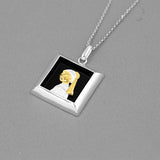 World famous painting Kitty with a Pearl Earring fun sterling silver pendant necklace for art lovers