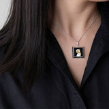 World famous painting Kitty with a Pearl Earring fun sterling silver pendant necklace for art lovers