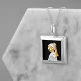 World famous painting Kitty with a Pearl Earring fun sterling silver pendant necklace for art lovers