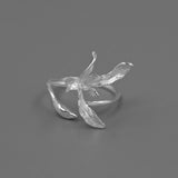 Orchid Ring Sterling Silver Oriental floral Nature Artist