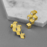 Maze Cube Sterling Silver gilding earrings